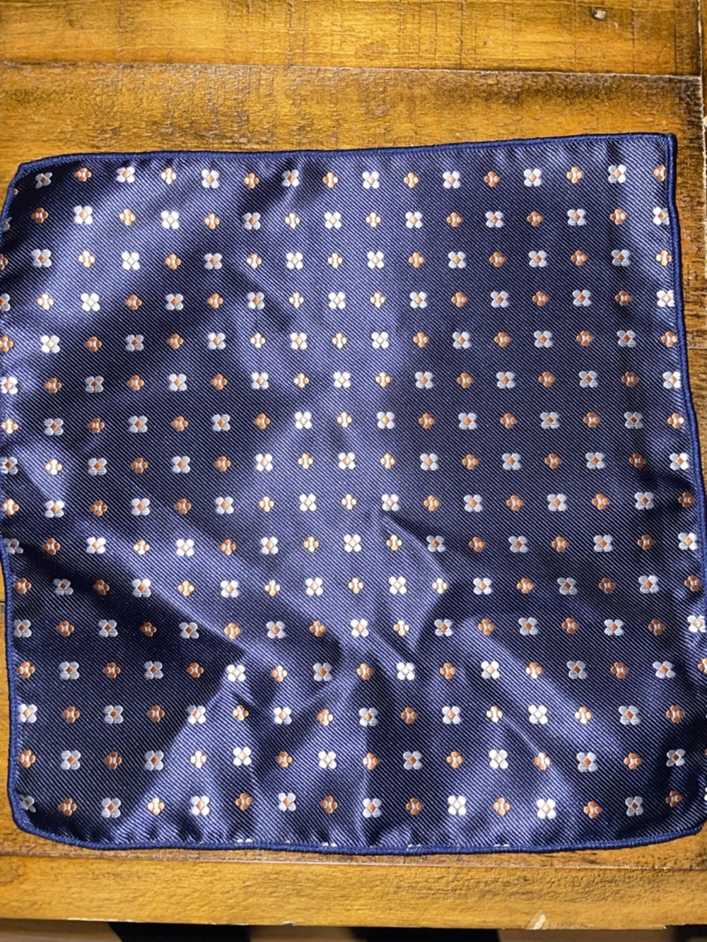 Men's Navy Floral Silk Pocket Square - Brand
